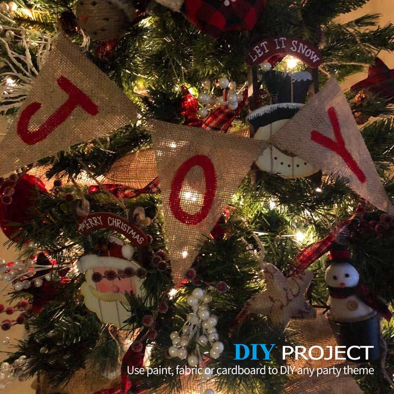 Novelty Place 13 Feet Burlap Pennant Banner - 15 Triangle Bunting Flags (5x7 Inches) - DIY Hand Painted Home Decorations for Holiday, Birthday, Wedding, Graduation and Party - Image 4